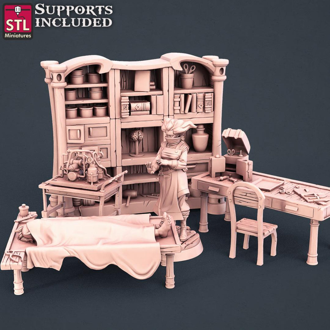 3D Printed STL Miniatures Embalmer Set Fantasy NPC 2 | 28 - 32mm War Gaming D&D - Charming Terrain