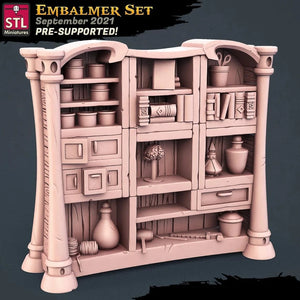 3D Printed STL Miniatures Embalmer Set Fantasy NPC 2 | 28 - 32mm War Gaming D&D - Charming Terrain