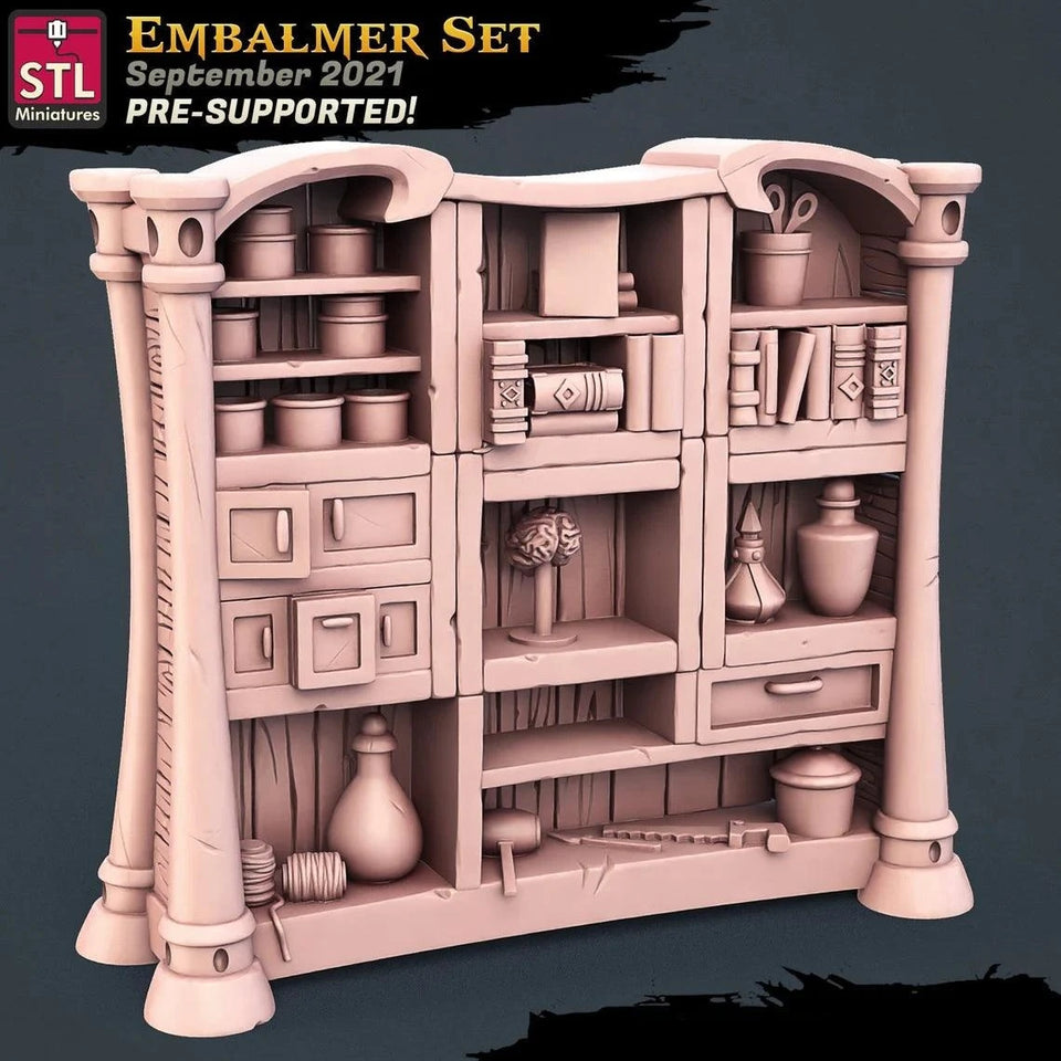 3D Printed STL Miniatures Embalmer Set Fantasy NPC 2 | 28 - 32mm War Gaming D&D - Charming Terrain