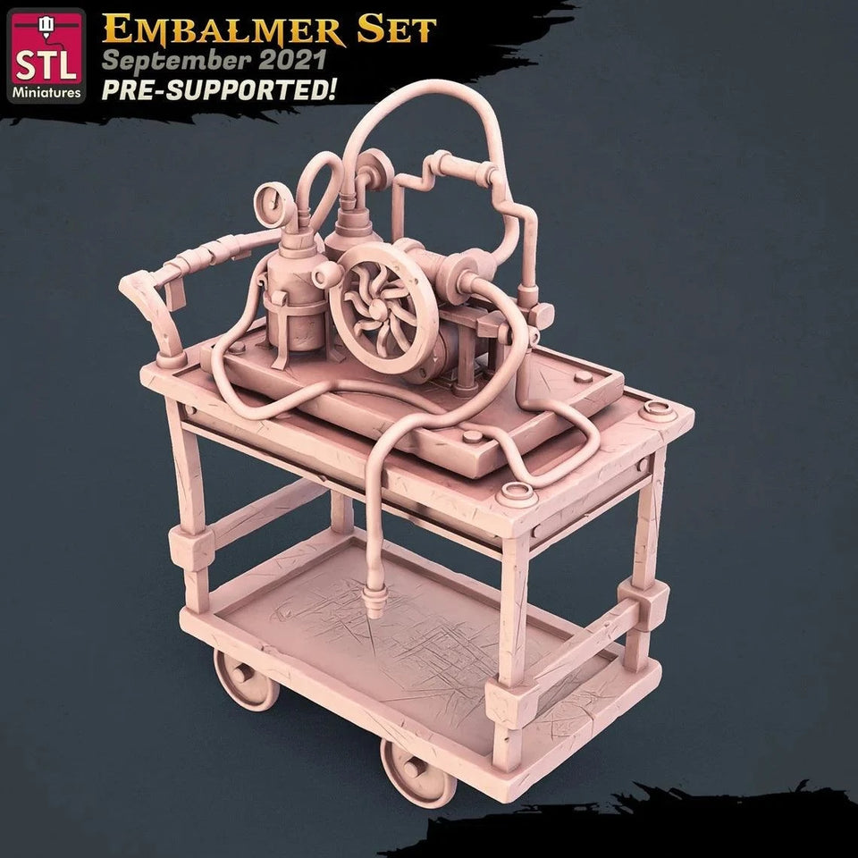 3D Printed STL Miniatures Embalmer Set Fantasy NPC 2 | 28 - 32mm War Gaming D&D - Charming Terrain
