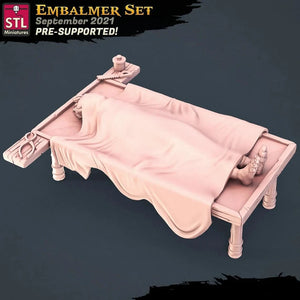3D Printed STL Miniatures Embalmer Set Fantasy NPC 2 | 28 - 32mm War Gaming D&D - Charming Terrain
