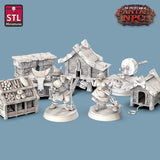 3D Printed STL Miniatures Farmer Set Fantasy NPC 28mm - 32mm War Gaming D&D - Charming Terrain
