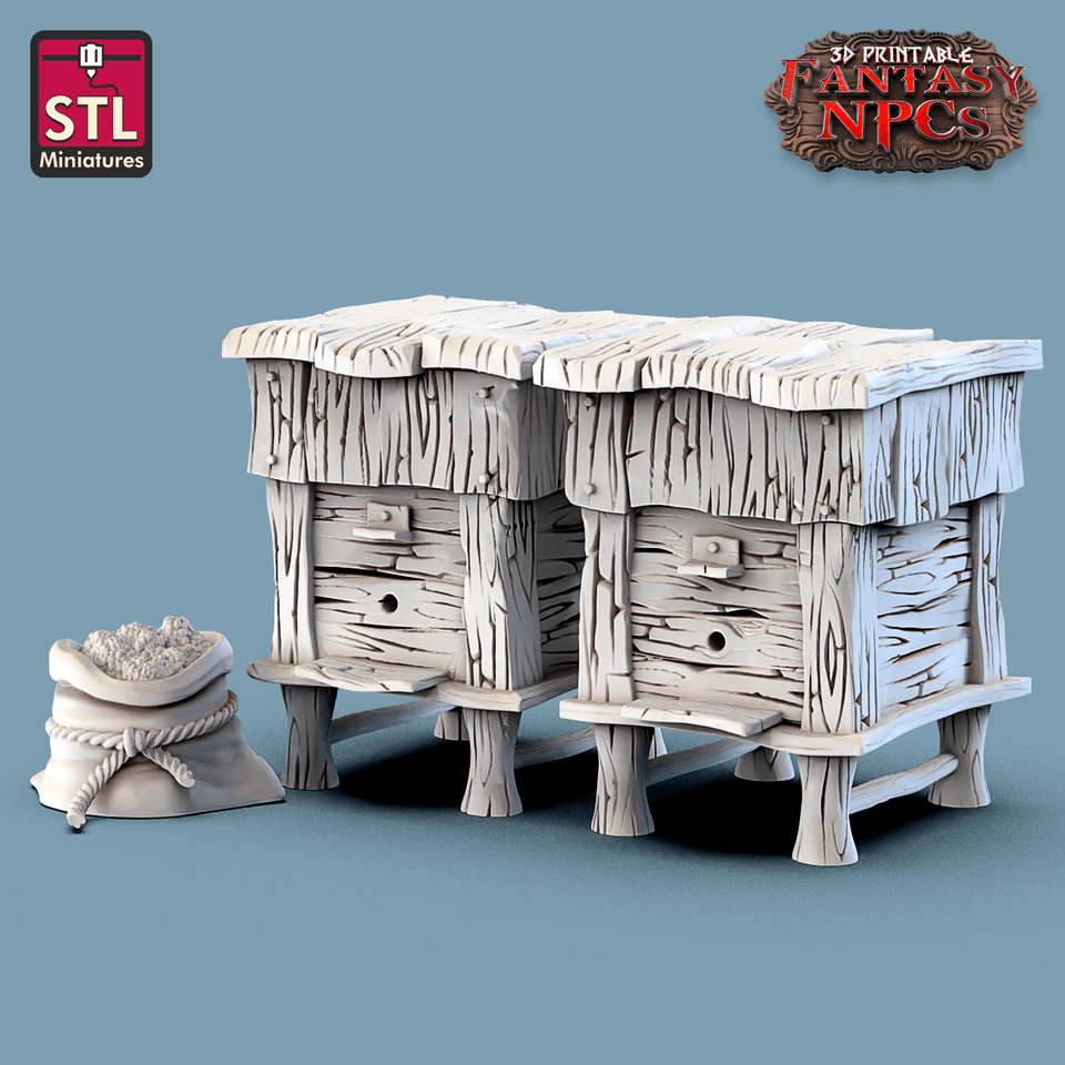 3D Printed STL Miniatures Farmer Set Fantasy NPC 28mm - 32mm War Gaming D&D - Charming Terrain