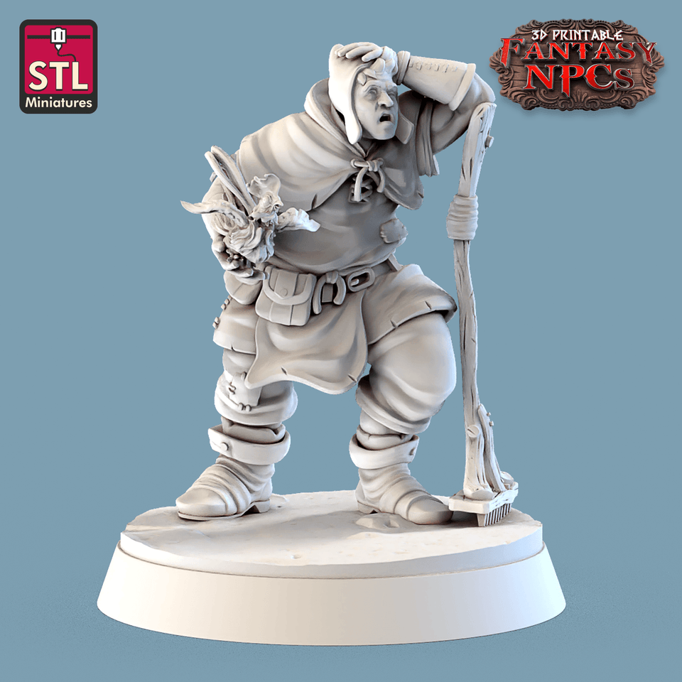 3D Printed STL Miniatures Farmer Set Fantasy NPC 28mm - 32mm War Gaming D&D - Charming Terrain