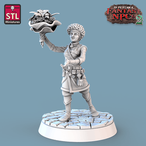 3D Printed STL Miniatures Florist Set Fantasy NPC 2 | 28 - 32mm War Gaming D&D - Charming Terrain