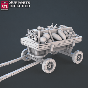 3D Printed STL Miniatures Food Vendors Set 28mm - 32mm War Gaming D&D - Charming Terrain