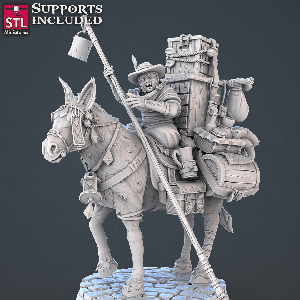 3D Printed STL Miniatures Food Vendors Set 28mm - 32mm War Gaming D&D - Charming Terrain