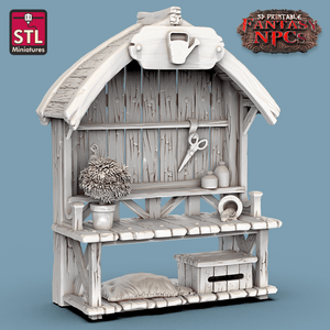 3D Printed STL Miniatures Gardener Set Fantasy NPC 28mm - 32mm War Gaming D&D - Charming Terrain