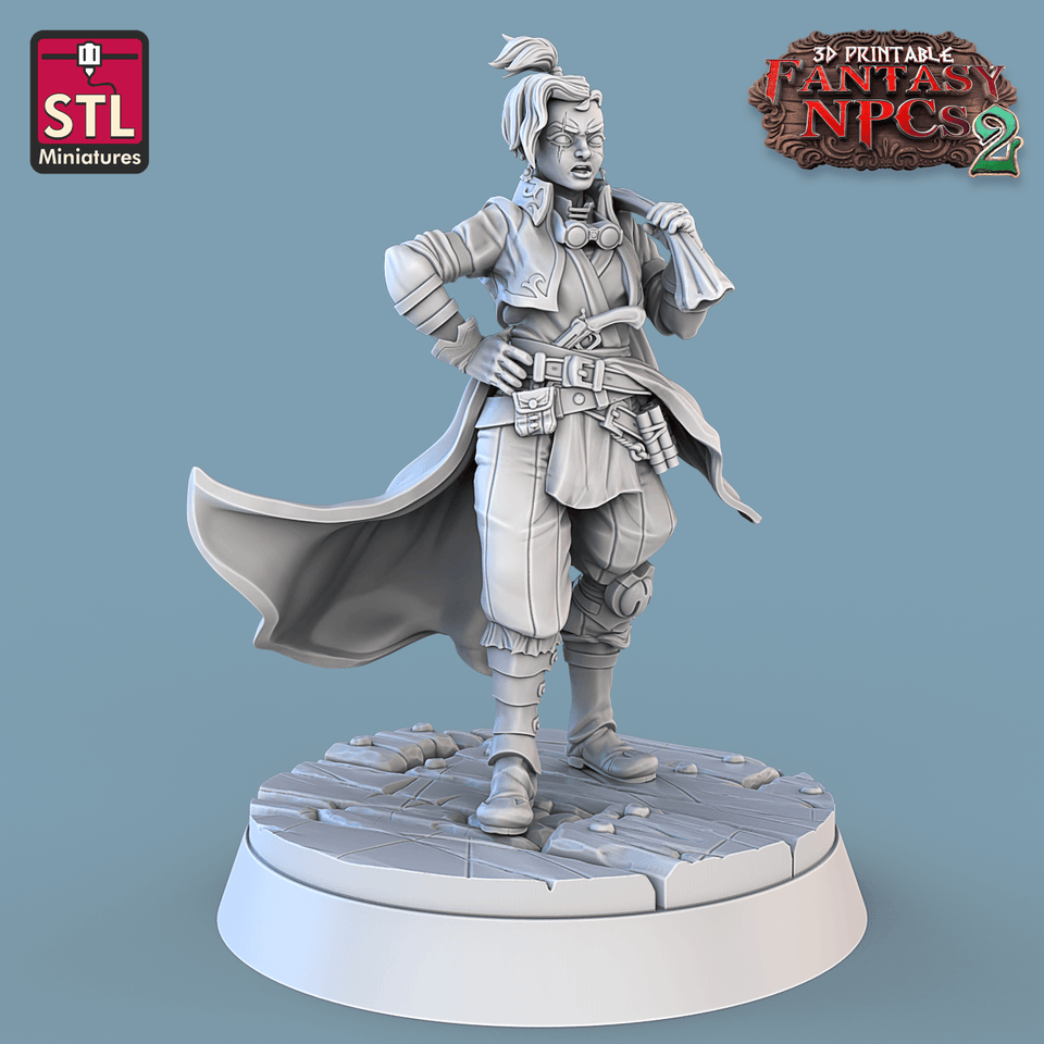3D Printed STL Miniatures Gunpowder Vendors Set Fantasy NPC 2 | 28 - 32mm War Gaming D&D - Charming Terrain