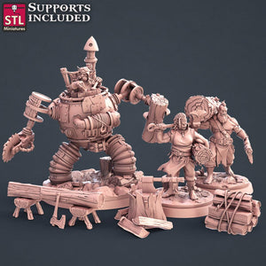 3D Printed STL Miniatures Lumberjack Set 28mm - 32mm War Gaming D&D - Charming Terrain