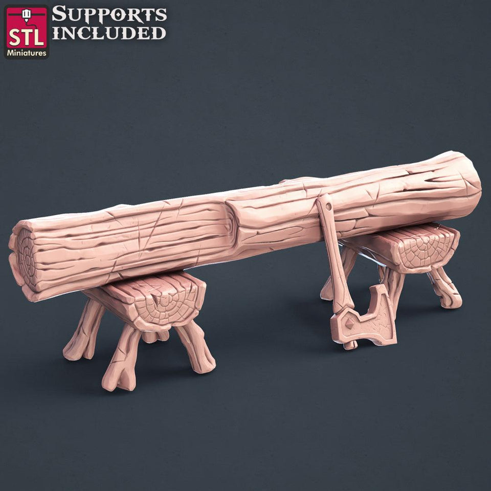 3D Printed STL Miniatures Lumberjack Set 28mm - 32mm War Gaming D&D - Charming Terrain