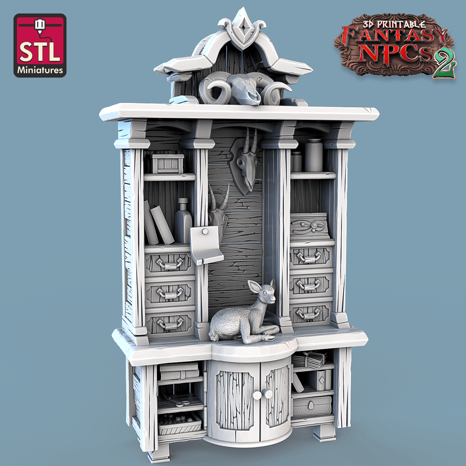 3D Printed STL Miniatures Taxidermist Set Fantasy NPC 2 | 28 - 32mm War Gaming D&D - Charming Terrain