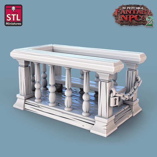 Charming Terrain 3D printed terrain (28mm) Accused Platform 3D Printed STL Miniatures Magistrate Set Fantasy NPC 2 | 28 - 32mm War Gaming D&D