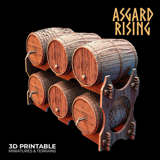 Charming Terrain 3D printed terrain (28mm) Barrel Set A 3D Printed Asgard Rising Dwarf Barrels Distillery and Brewery 28mm - 32mm