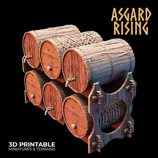 Charming Terrain 3D printed terrain (28mm) Barrel Set B 3D Printed Asgard Rising Dwarf Barrels Distillery and Brewery 28mm - 32mm