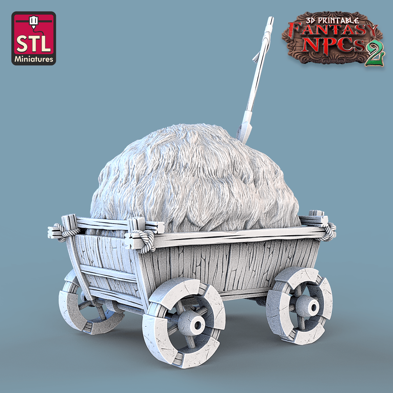 Charming Terrain 3D printed terrain (28mm) Cart 3D Printed STL Miniatures Townsfolks Vol 2 Set Fantasy NPC 2 | 28 - 32mm War Gaming D&D