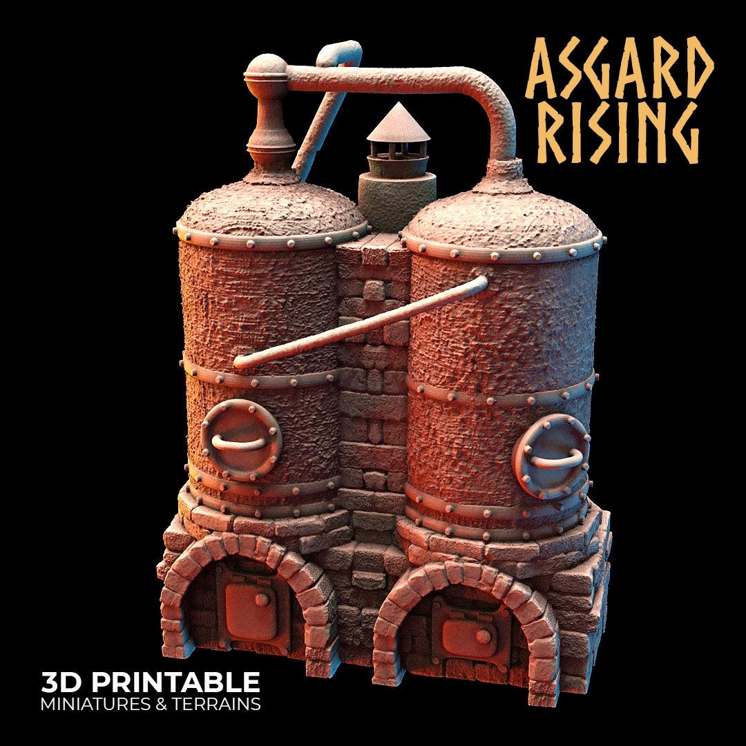 Charming Terrain 3D printed terrain (28mm) Double Copper Vats 3D Printed Asgard Rising Dwarf Distillery and Brewery Set 28mm - 32mm
