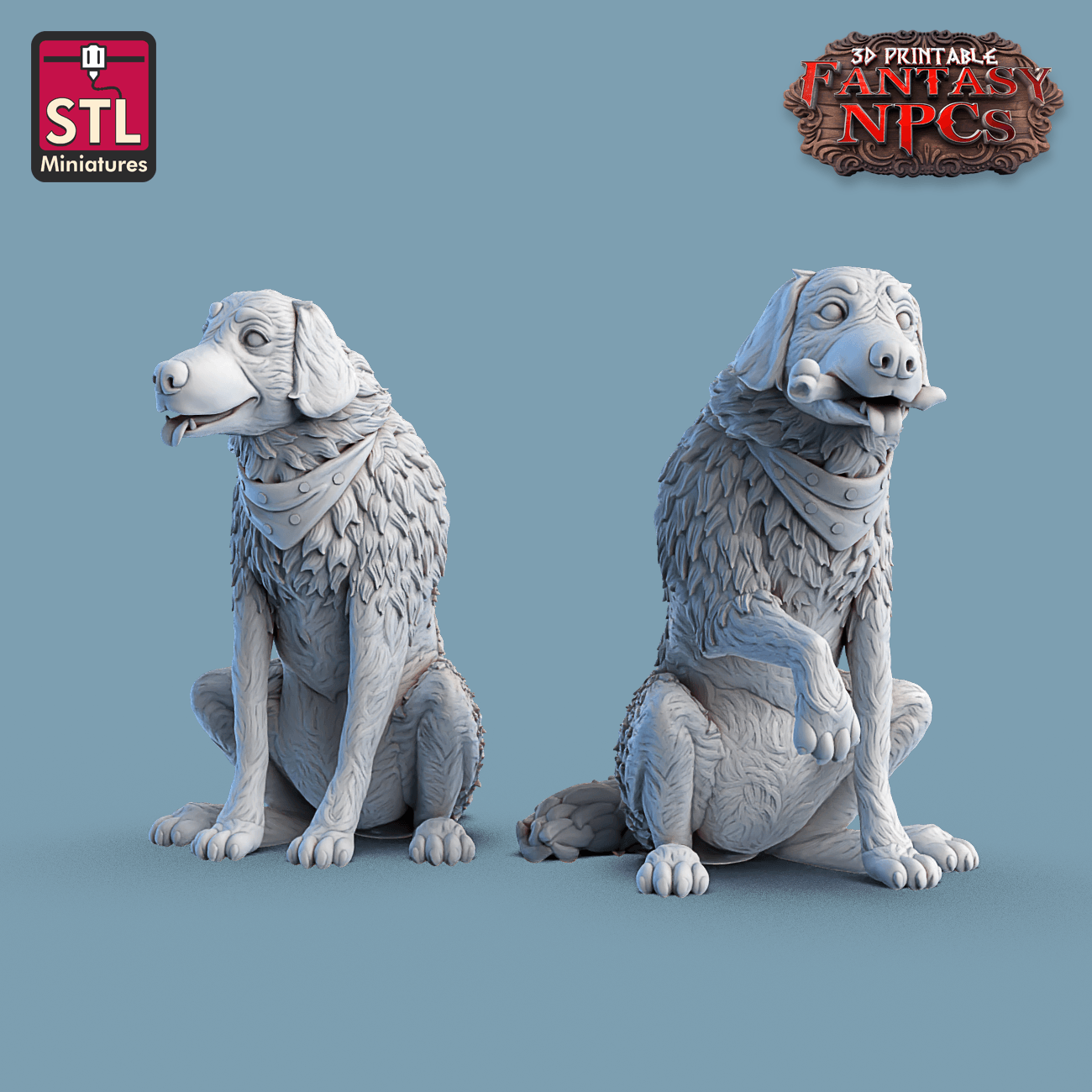 Charming Terrain 3D printed terrain (28mm) Farmer Dogs 3D Printed STL Miniatures SG4 Individual Characters Set Fantasy NPC 28mm - 32mm War Gaming D&D