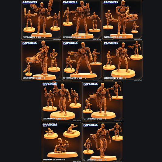 Charming Terrain 3D printed terrain (28mm) Full Set 3D Printed Papsikels Cyberpunk Exterminator E-800 Set - 28mm 32mm