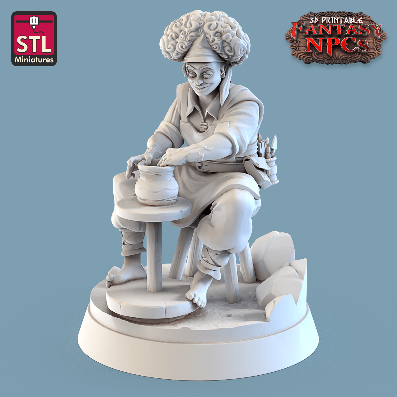 Charming Terrain 3D printed terrain (28mm) Potter Lady 3D Printed STL Miniatures SG4 Individual Characters Set Fantasy NPC 28mm - 32mm War Gaming D&D