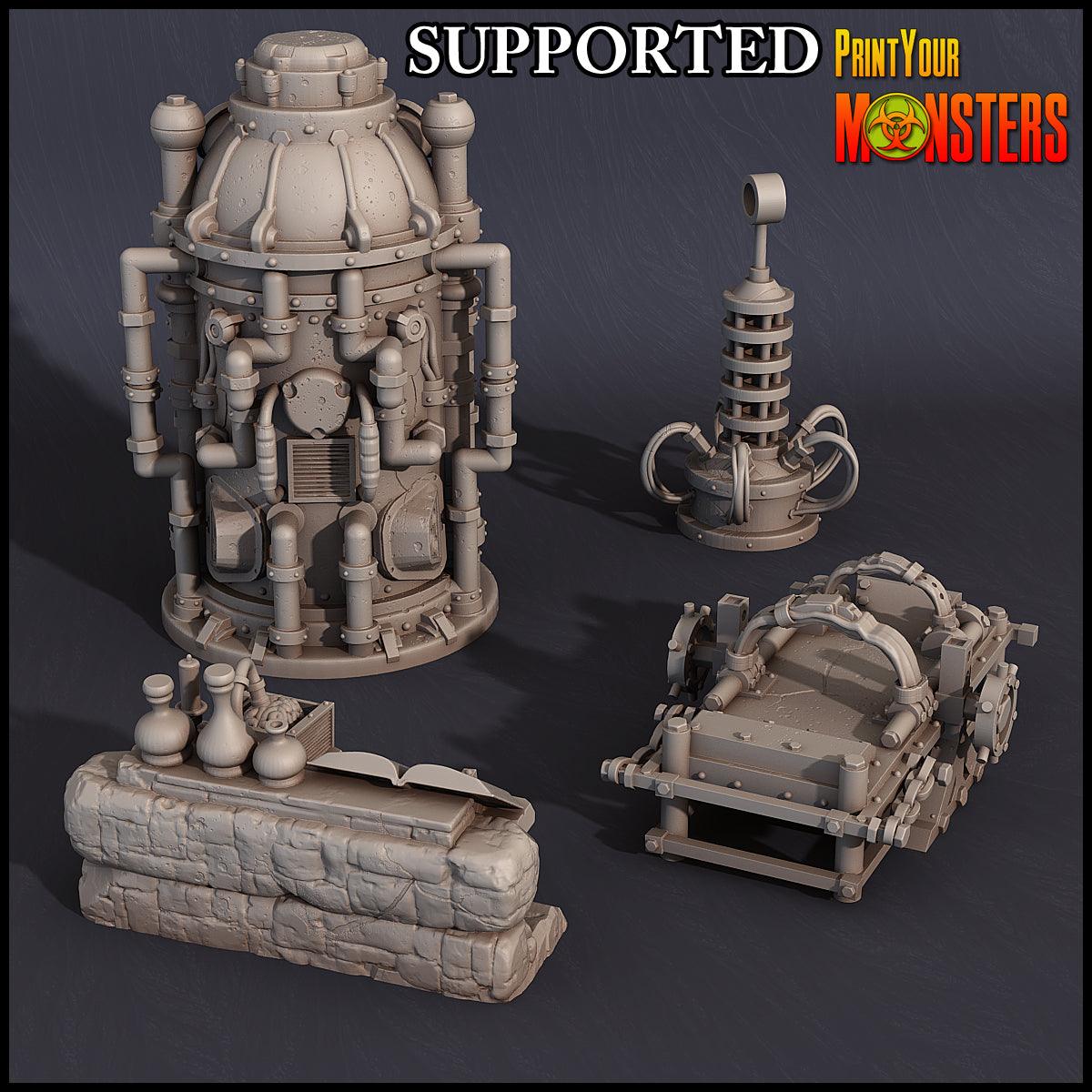 Charming Terrain 3D printed terrain 3D Printed Print Your Monsters Horrifying Laboratory Terrain Pack 28mm - 32mm D&D Wargaming