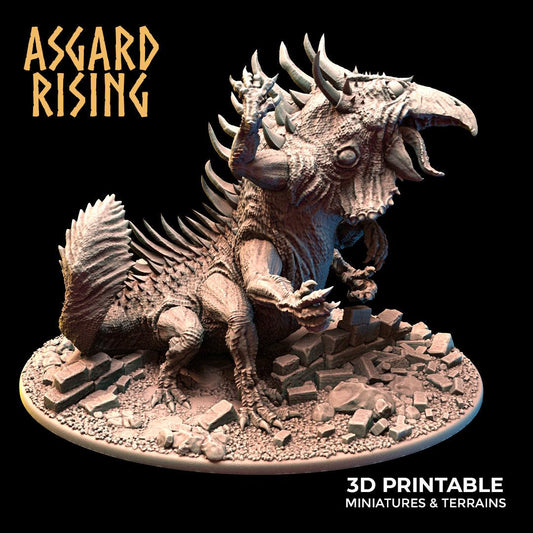 Charming Terrain 3D printed terrain Basilisk 3D Printed Asgard Rising Basilisk #2 King of Serpents - 32mm D&D