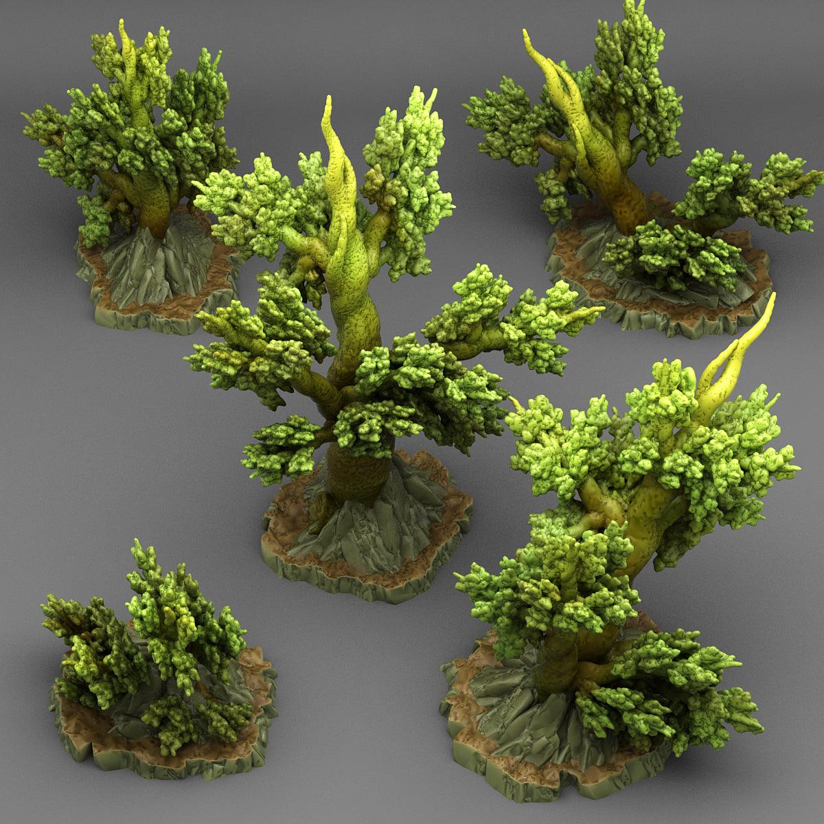Charming Terrain 3D printed terrain Full Set (28mm) 3D Printed Fantastic Plants and Rocks Angervine Trees 28mm - 32mm D&D Wargaming