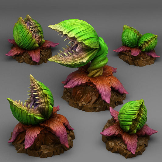 Charming Terrain 3D printed terrain Full Set (28mm) 3D Printed Fantastic Plants and Rocks Massive Carnivorous Plants 28mm - 32mm D&D Wargaming