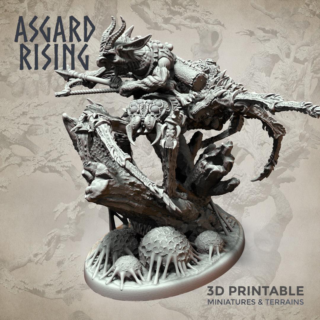 Charming Terrain 3D printed terrain Goblin Spider Rider 6 3D Printed Asgard Rising Goblin Spiders Riders Set 32mm Ragnarok D&D