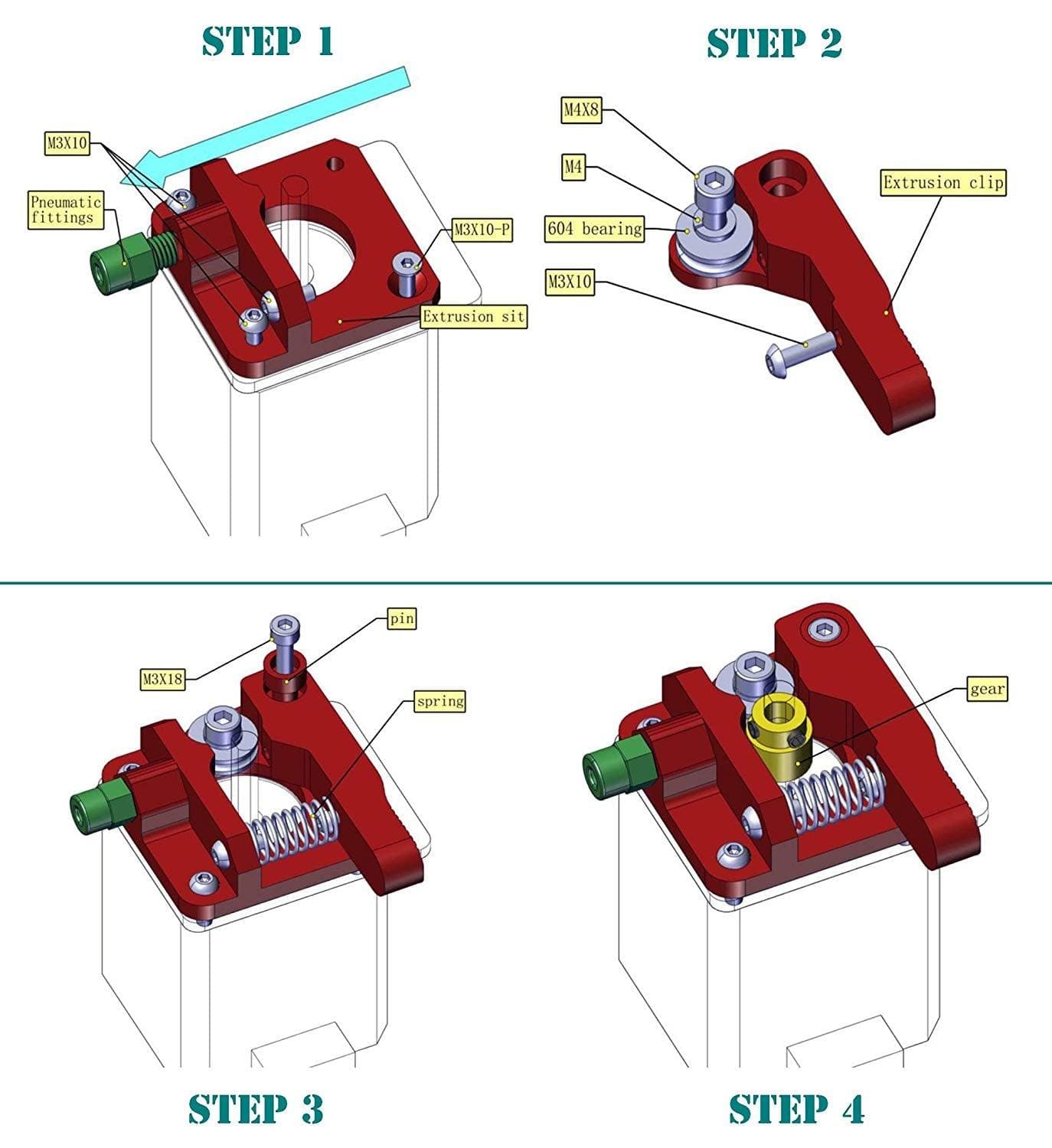 Charming Terrain Right Extruder Right Extruder Aluminum Alloy Upgrade Kit For Creality CR10 Pro Ender 3-5